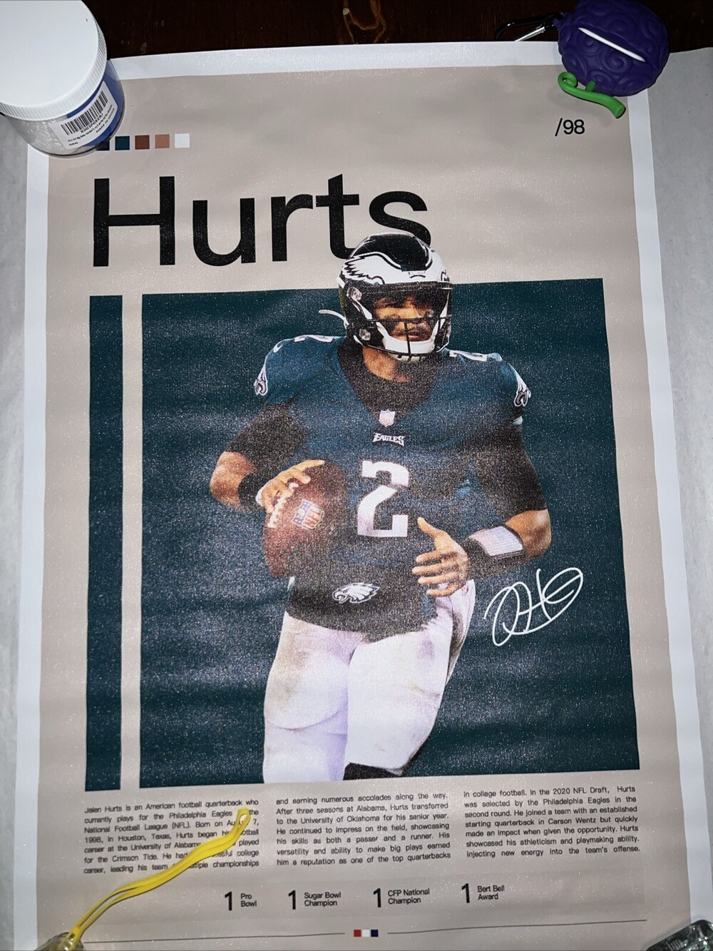 Jalen Hurts NFL Philadelphia Eagles Canvas Print Poster 25’’x 17’’
